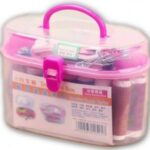 عرض آلة خياطة محمولة يدوية + علبة ادوات الخياطة