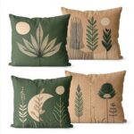 • طقم كفر كوشن 4 قطع بيج و زيتي