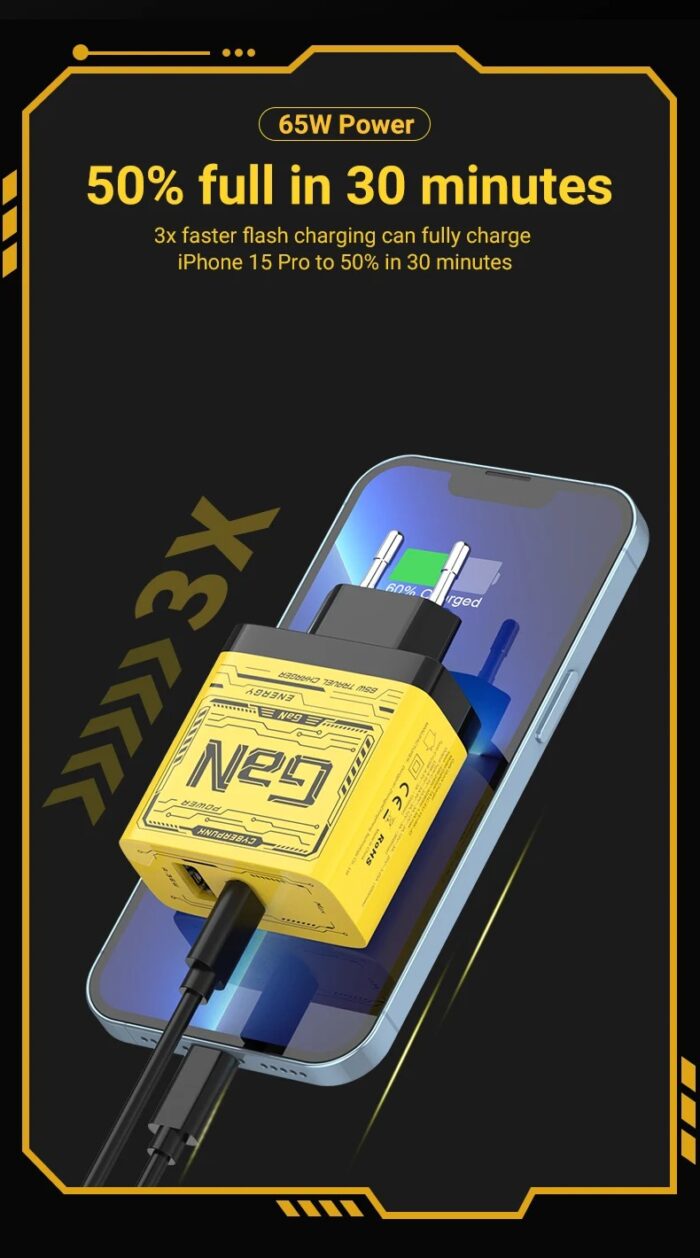 ⁦• شاحن USB-C بقوة 120 واط - شاحن سريع GaN مع تقنية PD⁩ - الصورة ⁦5⁩