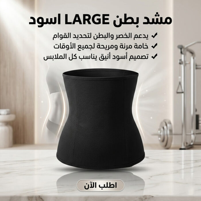 ⁦• مشد بطن LARGE اسود⁩ - الصورة ⁦2⁩